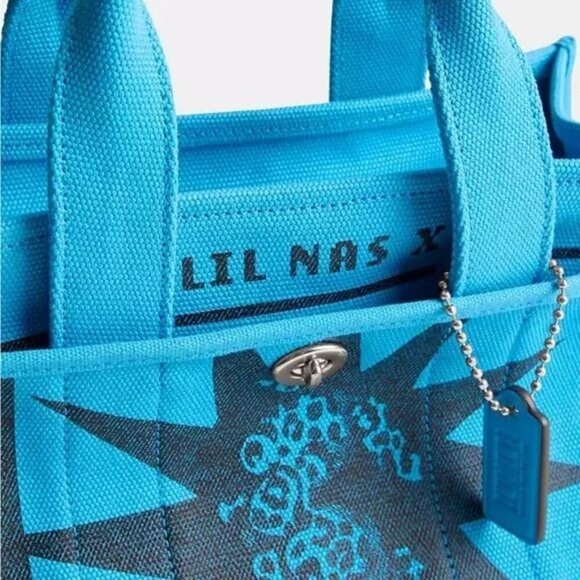 Coach X The Lil NAS X Collab Drop Tote  Bag 26 Limited Edition Blue Crossbody - Picture 8 of 10